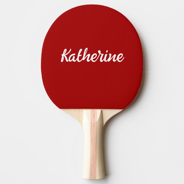 Custom Monogram Name Dark Candy Apple Red Ping Pong Paddle (Front)