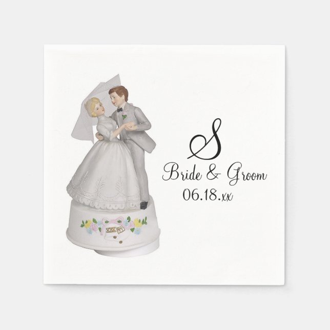 Custom Monogram Name Date Bride Groom Wedding Napk Napkin (Front)