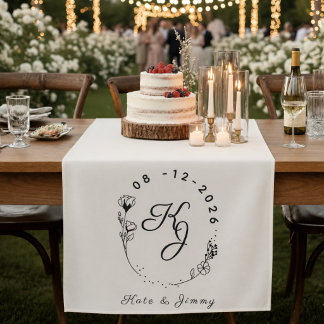 Custom Monogram Name & Date Elegant Wedding Tapestry