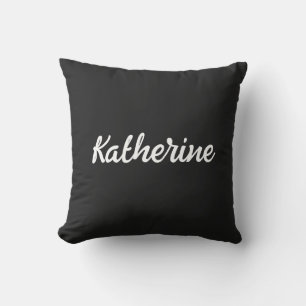 Custom Monogram Name Eerie Black Cushion