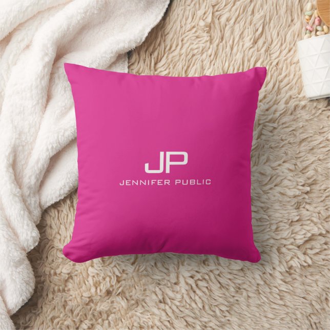 Custom Monogram Name Elegant Modern Template Pink Cushion (Blanket)