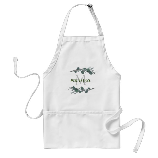 Custom Monogram & Name | Eucalyptus Foliage Sprigs Standard Apron (Front)