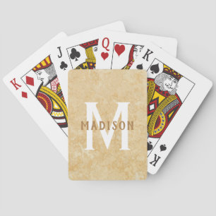 Custom monogram & name Faux Gold Marble card deck
