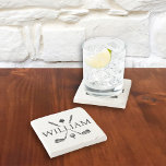 Custom Monogram Name Golf Clubs Ace Classic Stone Coaster<br><div class="desc">Custom Monogram Name Golf Clubs Ace Classic Stone Coaster. Personalise your name and all graphic colours for a completely unique golf lover's gift.</div>