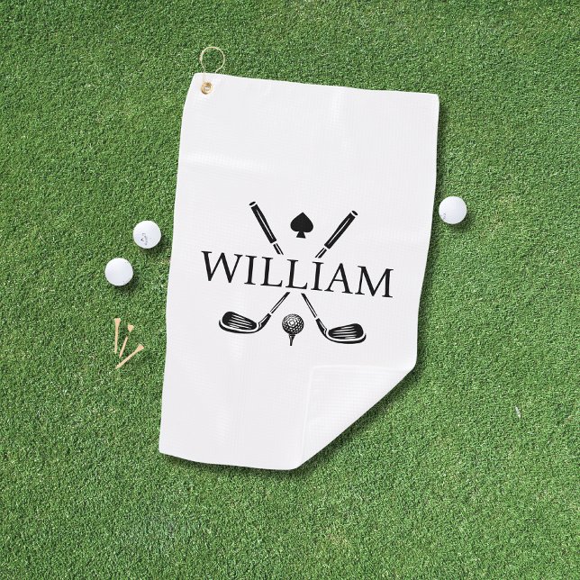 Custom Monogram Name Golf Clubs Ace Golf Balls Towel (Creator Uploaded)