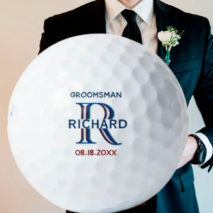 Custom Monogram Name Groomsman Wedding Favour  Golf Balls
