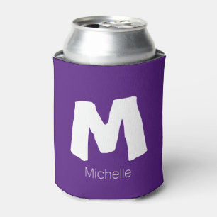 Custom monogram name initial can coolers Purple