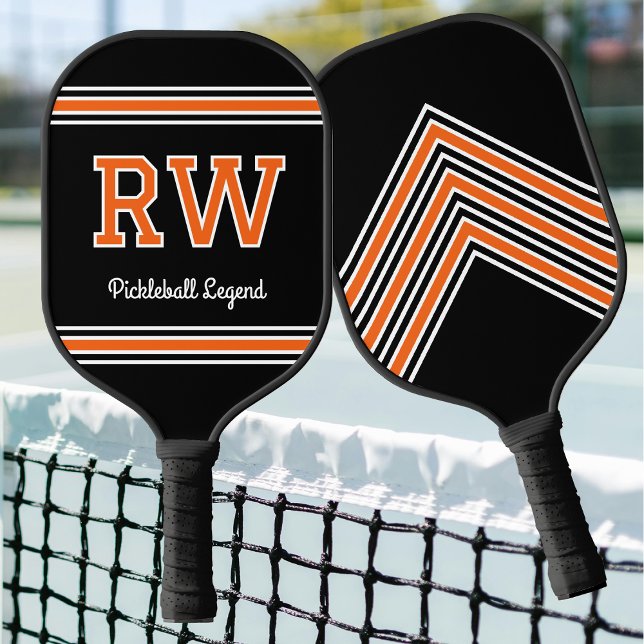 Custom Monogram Name Initials Retro Orange Pickleball Paddle (Creator Uploaded)