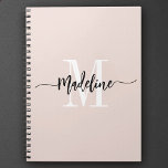 Custom Monogram Name Modern Script Swirls Gift Notebook<br><div class="desc">Elegant, modern gift notebook with your custom name and monogram in a trendy hand lettered script calligraphy design in minimalist blush pink and black, this typography driven design makes a great gift for coworkers, teachers, coaches, girlfriends, boyfriends, wives, daughters, or any other work or family member! Great for the office...</div>