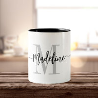 Custom Monogram Name Modern Script Swirls