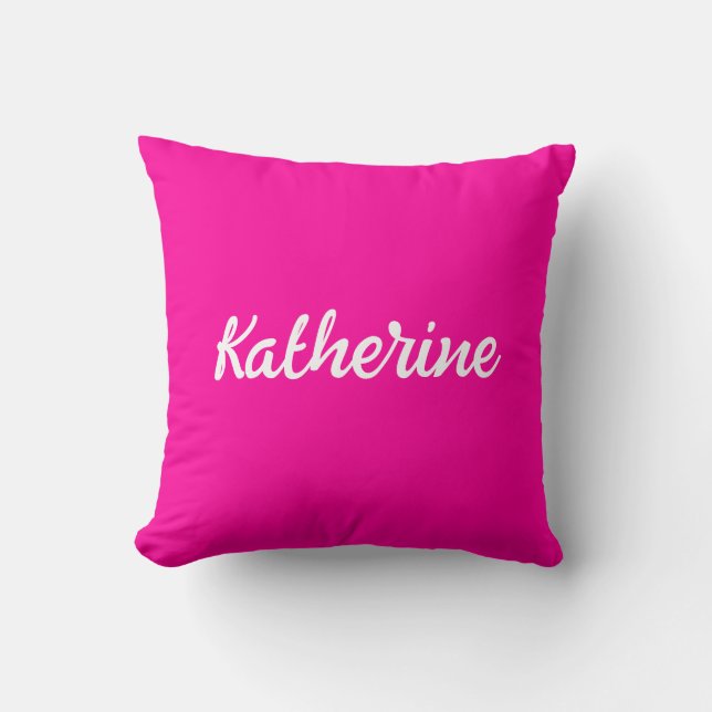 Custom Monogram Name Neon Pink Cushion (Front)