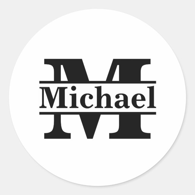 Custom Monogram Name Personalised Classic Round Sticker (Front)