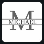 Custom Monogram Name Personalised Square Sticker<br><div class="desc">Custom Monogram Name Personalised Square Sticker</div>