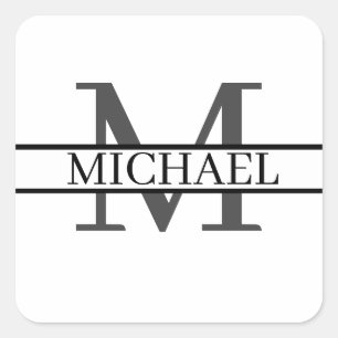 Custom Monogram Name Personalised Square Sticker