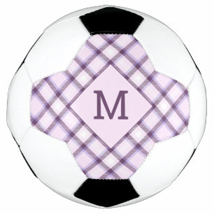 Custom Monogram & Name Plaid / Tartan Pattern Soccer Ball