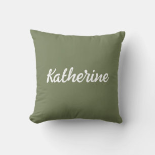 Custom Monogram Name Sage Green Cushion