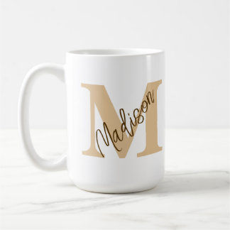 Custom Monogram Name Tan Brown Mug