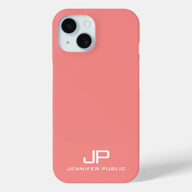 Custom Monogram Name Template Pink Peach Case-Mate iPhone Case (Back)