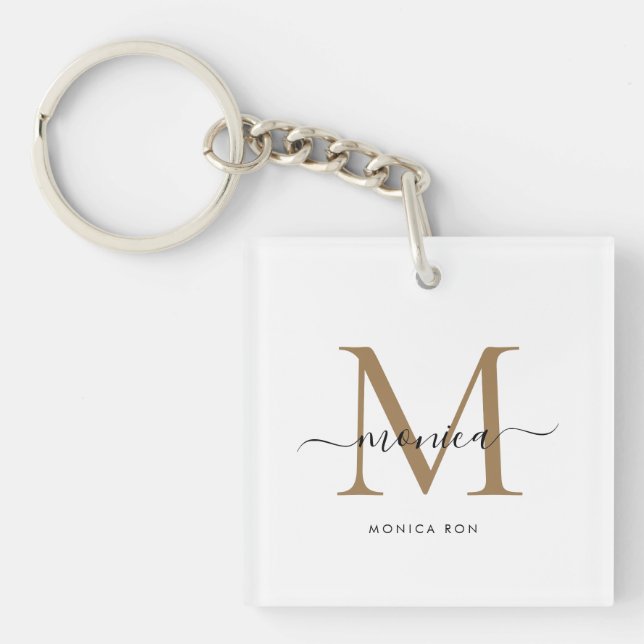 Custom Monogram Name Tote Bag Key Ring (Front)