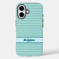Custom monogram name turquoise stripe pattern