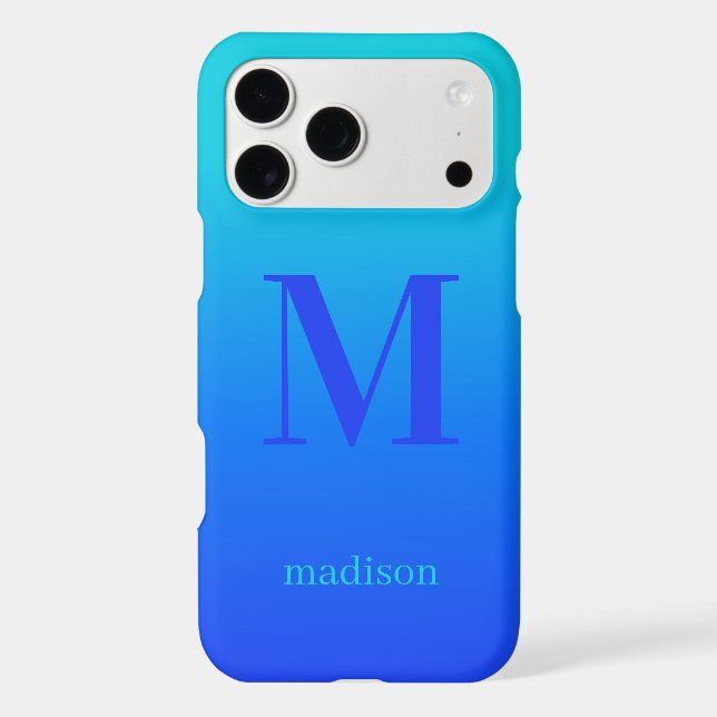 Custom monogram & name Turquoise to Blue Gradient (Back)