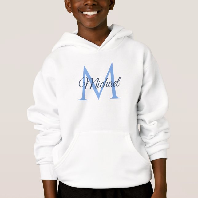 Custom Monogram Name White And Blue Template (Front)