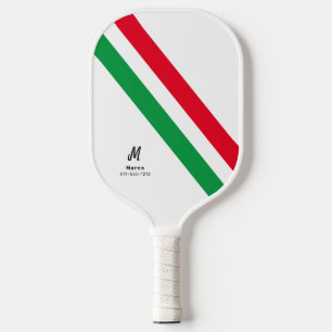 Custom Monogram Name with Mexico Country Colours Pickleball Paddle
