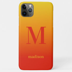 Custom monogram & name Yellow to Red Gradient iPhone 11 Pro Max Case