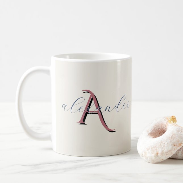 Custom Monogram Names Gift for Couples Coffee Mug (With Donut)