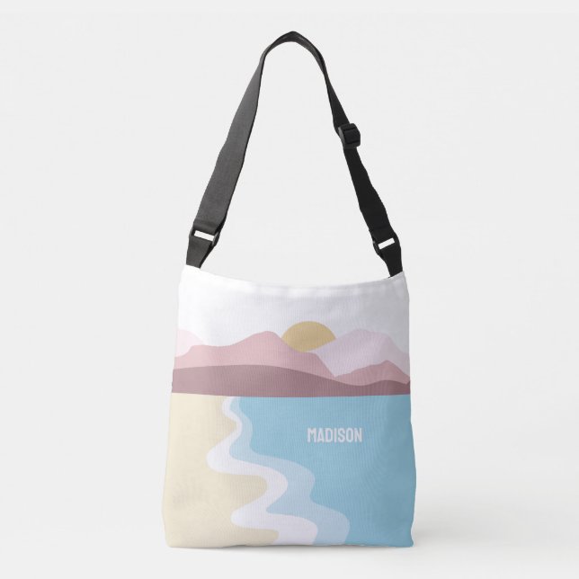 Custom Monogram Nature Illustration Crossbody Bag (Front)