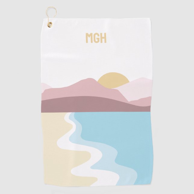 Custom Monogram Nature Illustration Golf Towel (Front)