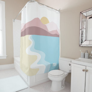 Custom Monogram Nature Illustration Shower Curtain