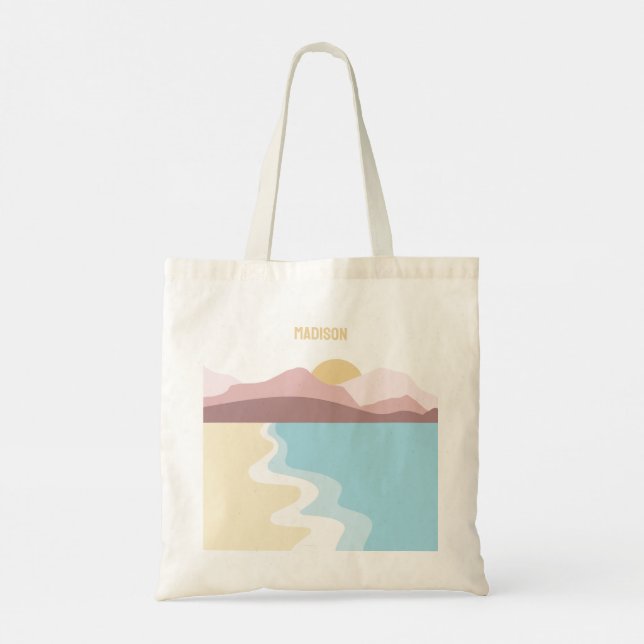 Custom Monogram Nature Illustration Tote Bag (Back)