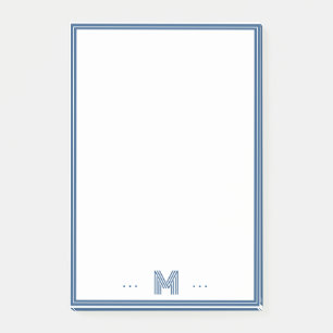 Custom Monogram Navy Blue Border Post-it Notes