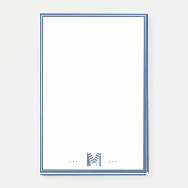 Custom Monogram Navy Blue Border Post-it Notes (Front)