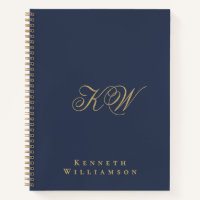 Custom Monogram Navy Blue Gold Minimalist Men