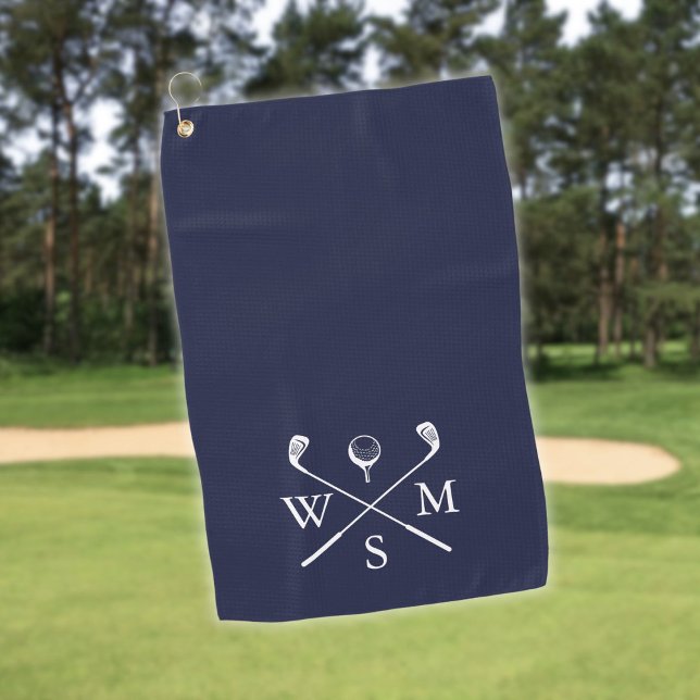 Custom Monogram Navy Blue Golf Towel (Custom Monogram Navy Blue Golf Towel)