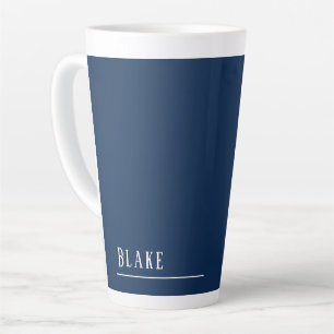 Custom monogram, navy blue modern latte mug