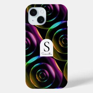 Custom Monogram Neon Glass Phone Case Modern Tech