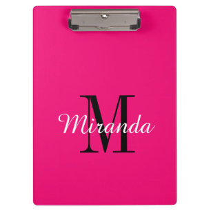 Custom monogram neon pink colour large clipboard