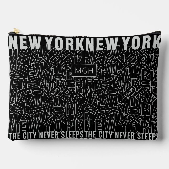 Custom Monogram New York Typography Accessory Pouch (Front)