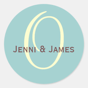 Custom Monogram O Wedding Favour & Envelope Sticke Classic Round Sticker