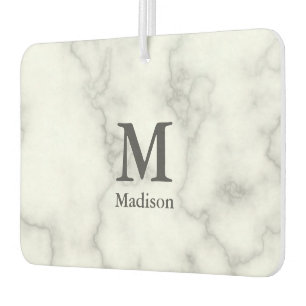 Custom Monogram on Faux White Marble Car Air Freshener