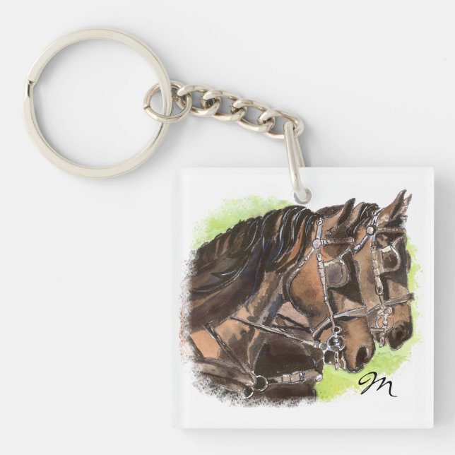 Custom Monogram or Name Horse Team Key Ring (Front)