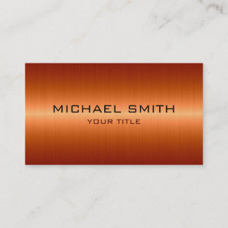 Custom Monogram Orange Stainless Steel Metal Business Card
