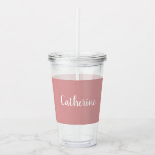 Custom monogram, orchard pink calligraphy  acrylic tumbler
