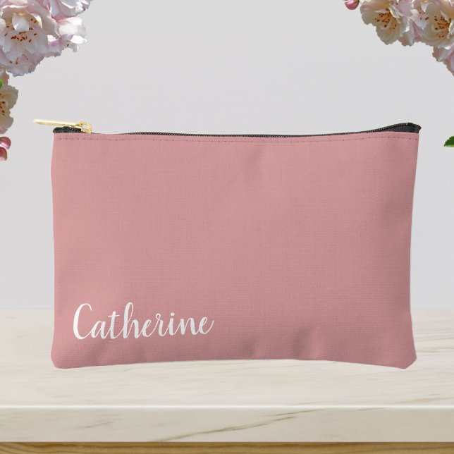 Custom monogram, orchard pink with script font accessory pouch (Creator Uploaded)