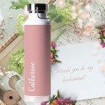 Custom monogram, orchid pink with script monogram water bottle<br><div class="desc">Beautiful script typography and a modern orchid pink colour give this design a simple elegance. Ideal gift for her,  for a range of occassions including birthdays,  graduations,  bridesmaid proposals,  Mother's Day and more. She will love this practical gift with a personal touch!</div>