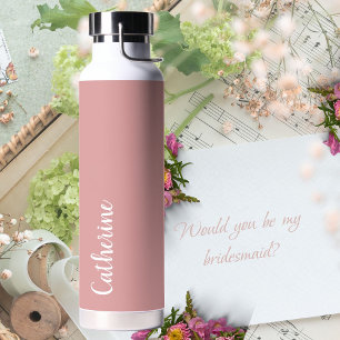 Custom monogram, orchid pink with script monogram water bottle
