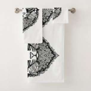 Custom Monogram Ornamental Cat Bath Towel Set